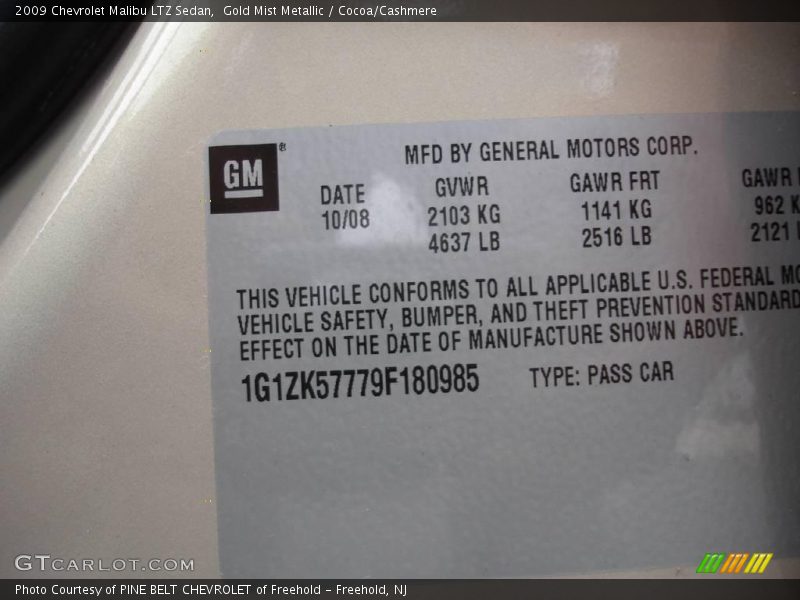Gold Mist Metallic / Cocoa/Cashmere 2009 Chevrolet Malibu LTZ Sedan