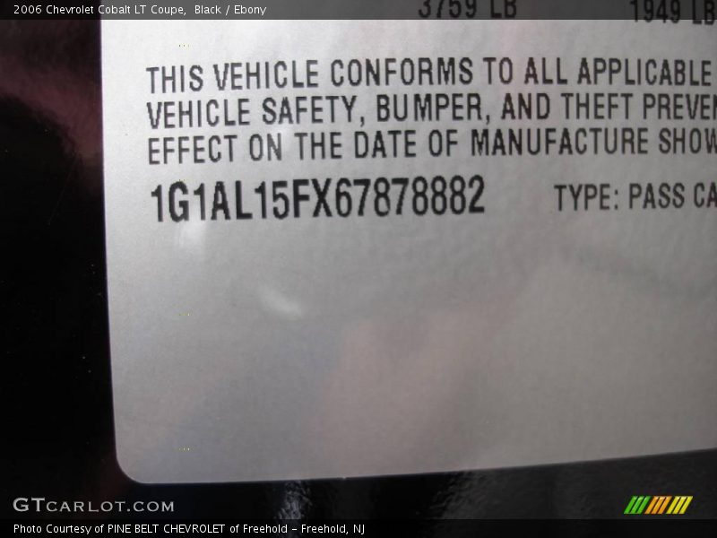 Black / Ebony 2006 Chevrolet Cobalt LT Coupe