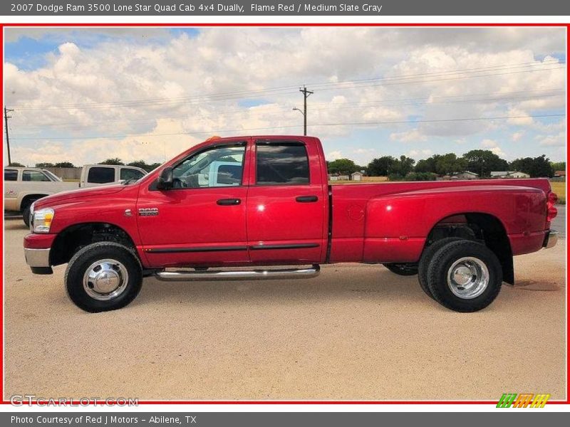 Flame Red / Medium Slate Gray 2007 Dodge Ram 3500 Lone Star Quad Cab 4x4 Dually