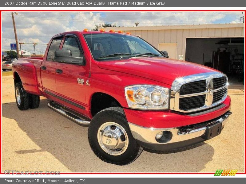 Flame Red / Medium Slate Gray 2007 Dodge Ram 3500 Lone Star Quad Cab 4x4 Dually