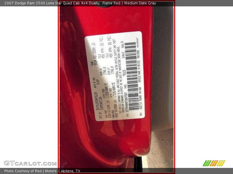 Flame Red / Medium Slate Gray 2007 Dodge Ram 3500 Lone Star Quad Cab 4x4 Dually