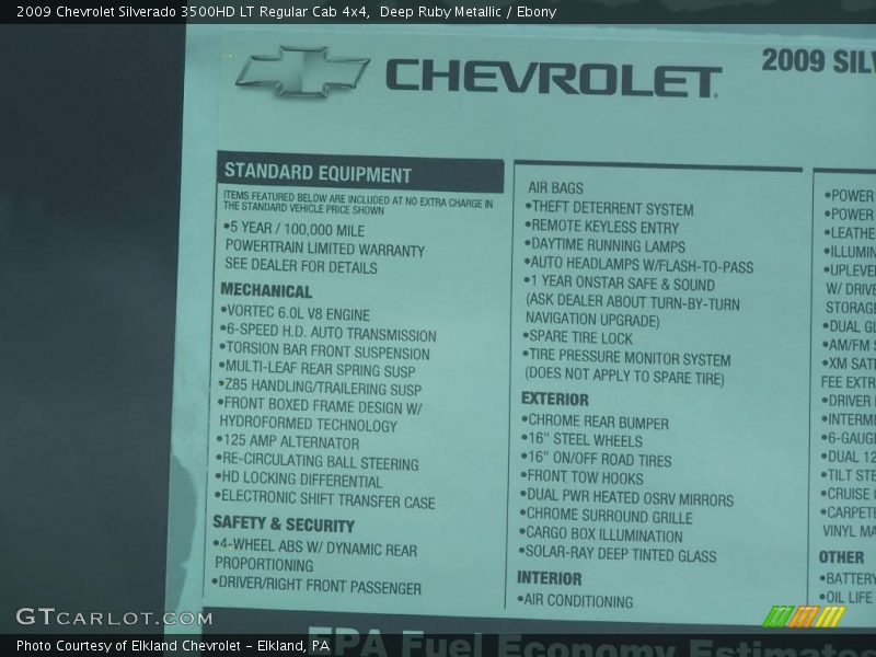 Deep Ruby Metallic / Ebony 2009 Chevrolet Silverado 3500HD LT Regular Cab 4x4