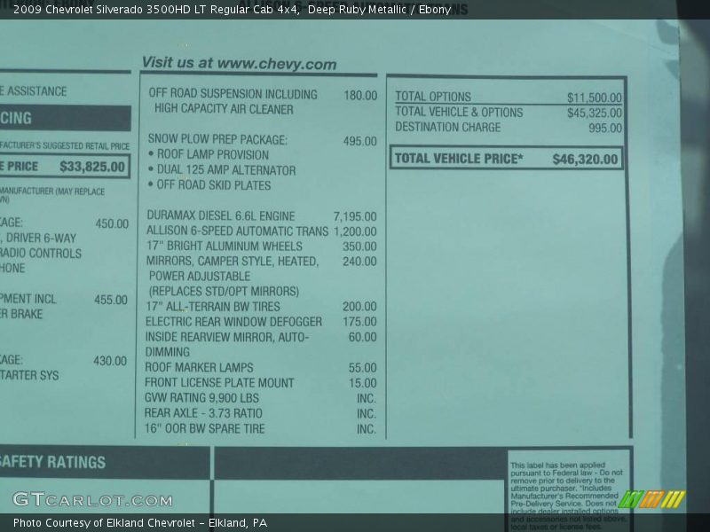 Deep Ruby Metallic / Ebony 2009 Chevrolet Silverado 3500HD LT Regular Cab 4x4