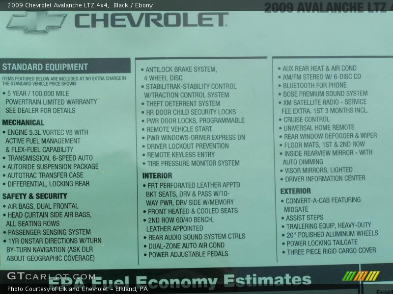Black / Ebony 2009 Chevrolet Avalanche LTZ 4x4