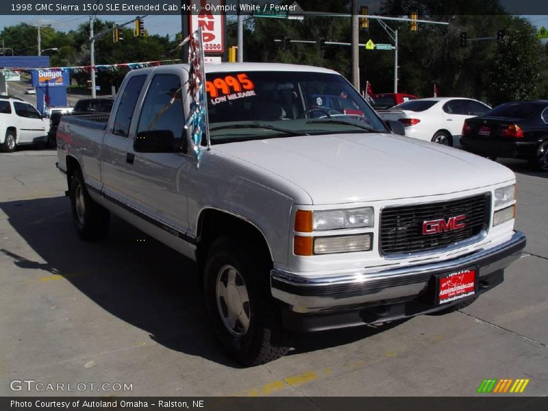 Olympic White / Pewter 1998 GMC Sierra 1500 SLE Extended Cab 4x4
