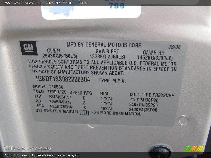 Silver Mist Metallic / Ebony 2008 GMC Envoy SLE 4x4