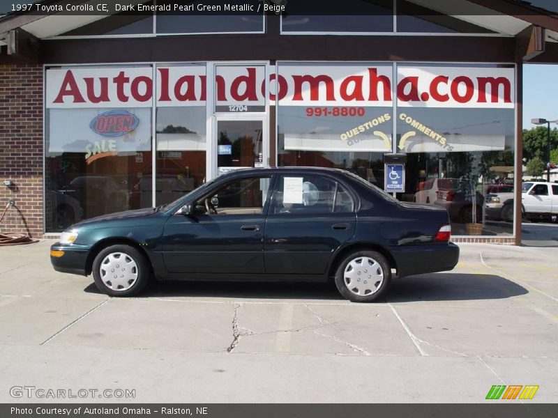 Dark Emerald Pearl Green Metallic / Beige 1997 Toyota Corolla CE