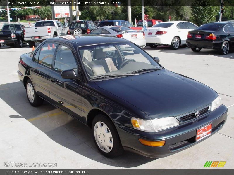 Dark Emerald Pearl Green Metallic / Beige 1997 Toyota Corolla CE
