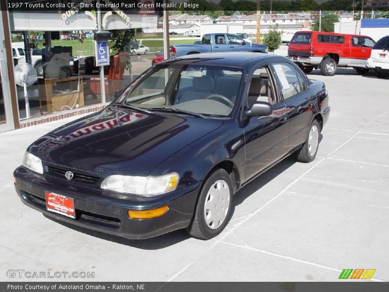 Dark Emerald Pearl Green Metallic / Beige 1997 Toyota Corolla CE