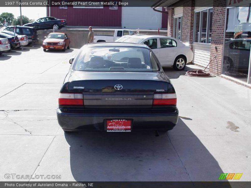 Dark Emerald Pearl Green Metallic / Beige 1997 Toyota Corolla CE