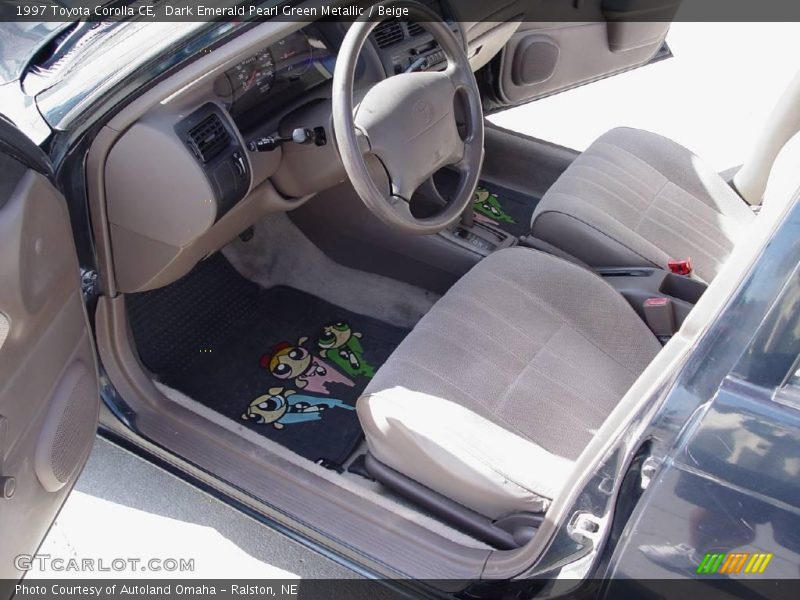 Dark Emerald Pearl Green Metallic / Beige 1997 Toyota Corolla CE