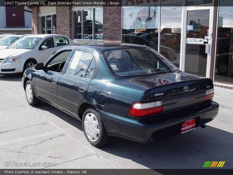 Dark Emerald Pearl Green Metallic / Beige 1997 Toyota Corolla CE