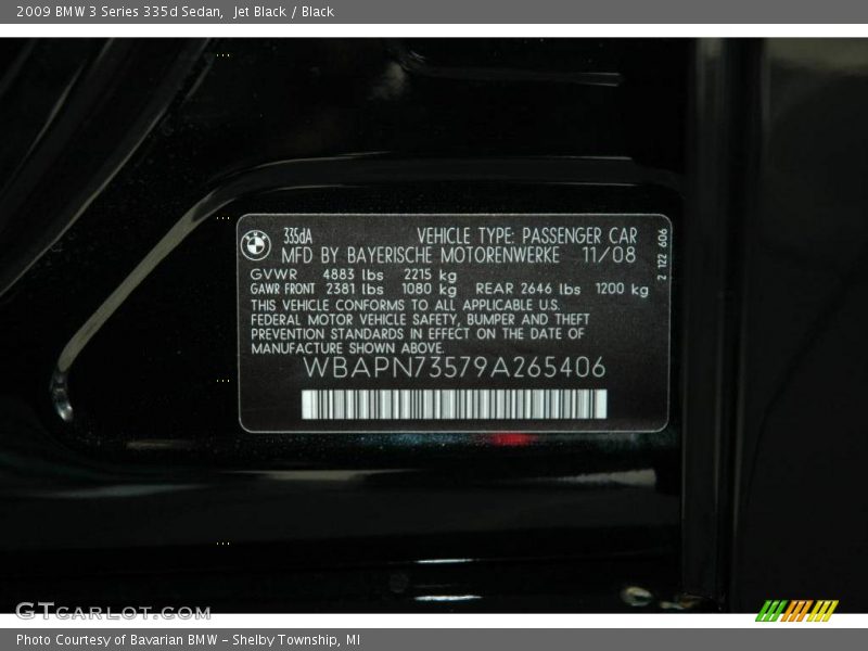 Jet Black / Black 2009 BMW 3 Series 335d Sedan