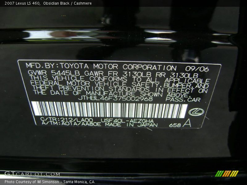 Obsidian Black / Cashmere 2007 Lexus LS 460
