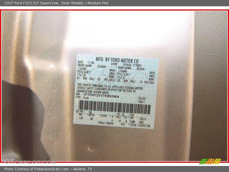 Silver Metallic / Medium Flint 2007 Ford F150 XLT SuperCrew