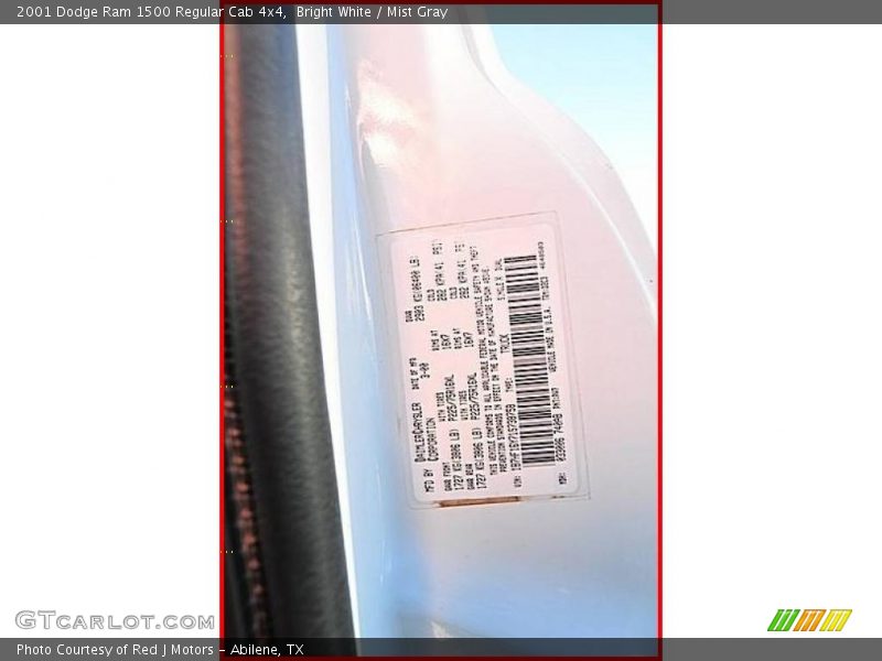 Bright White / Mist Gray 2001 Dodge Ram 1500 Regular Cab 4x4