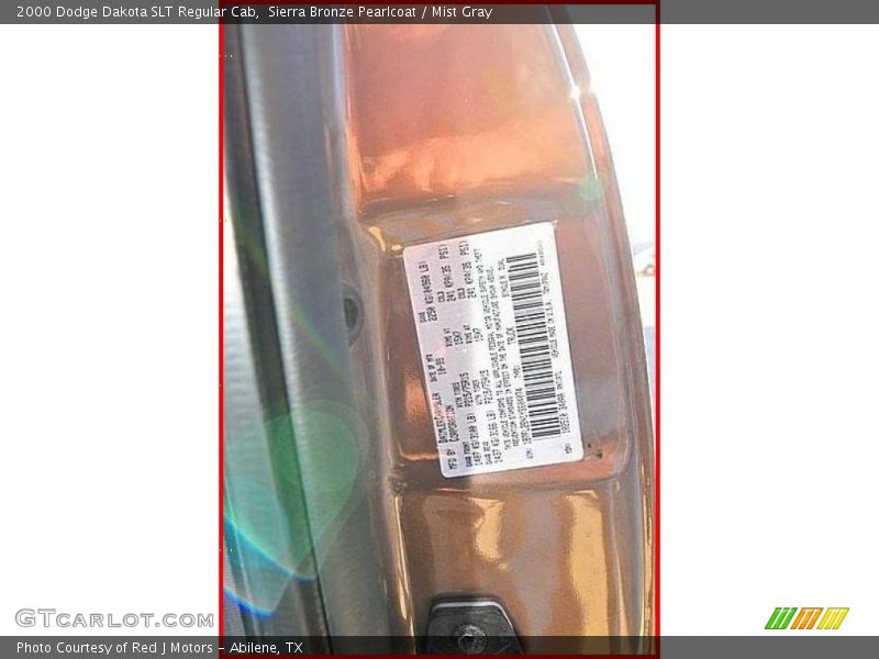 Sierra Bronze Pearlcoat / Mist Gray 2000 Dodge Dakota SLT Regular Cab