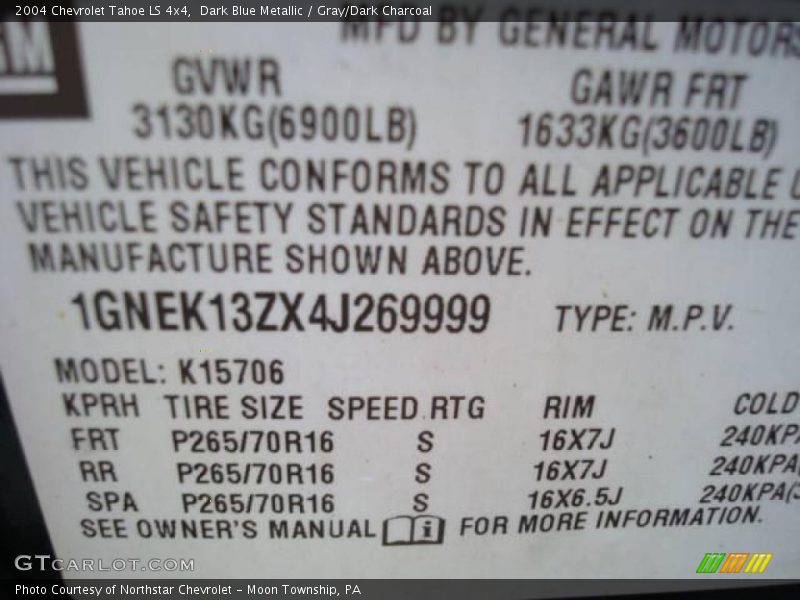 Dark Blue Metallic / Gray/Dark Charcoal 2004 Chevrolet Tahoe LS 4x4