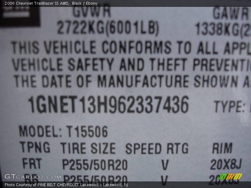 Black / Ebony 2006 Chevrolet TrailBlazer SS AWD