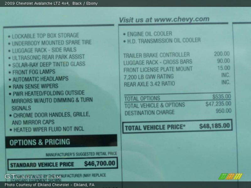 Black / Ebony 2009 Chevrolet Avalanche LTZ 4x4