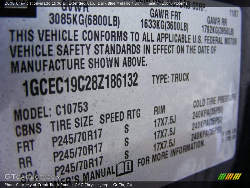Dark Blue Metallic / Light Titanium/Ebony Accents 2008 Chevrolet Silverado 1500 LT Extended Cab