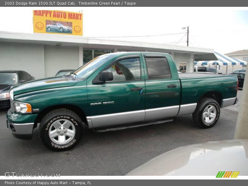 Timberline Green Pearl / Taupe 2003 Dodge Ram 1500 SLT Quad Cab