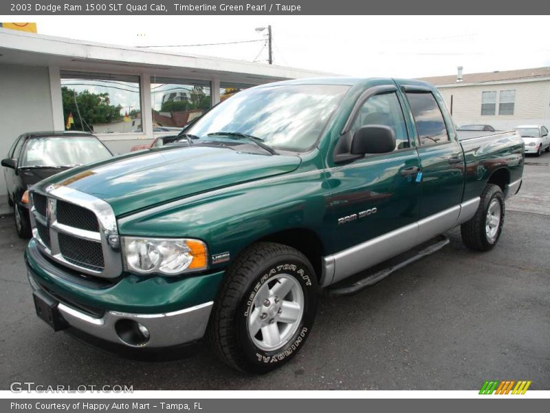 Timberline Green Pearl / Taupe 2003 Dodge Ram 1500 SLT Quad Cab