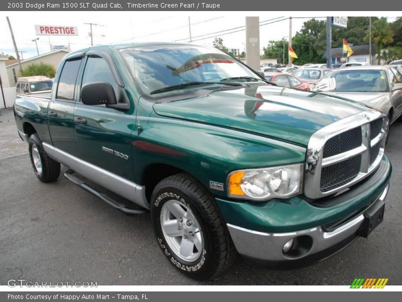 Timberline Green Pearl / Taupe 2003 Dodge Ram 1500 SLT Quad Cab