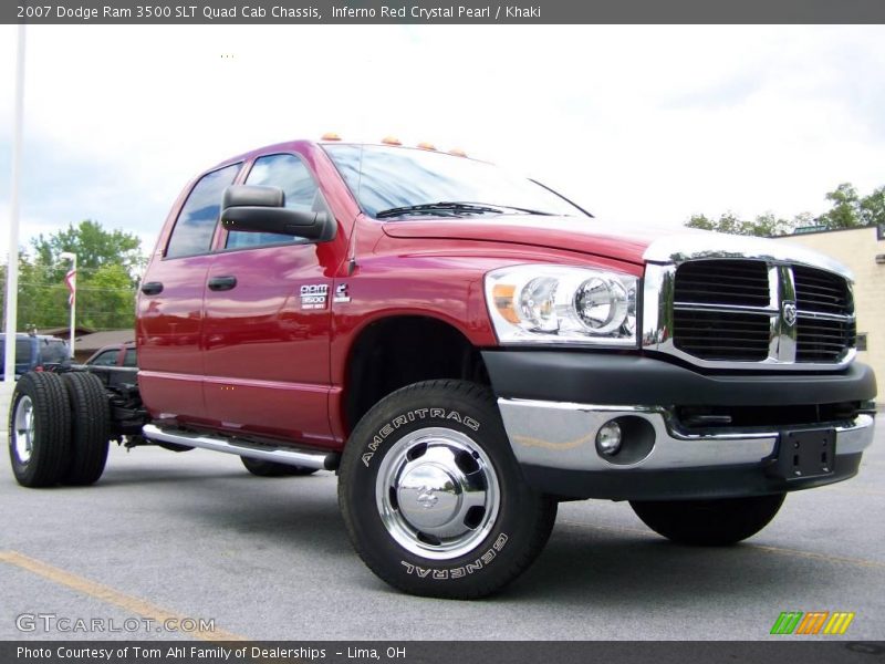 Inferno Red Crystal Pearl / Khaki 2007 Dodge Ram 3500 SLT Quad Cab Chassis