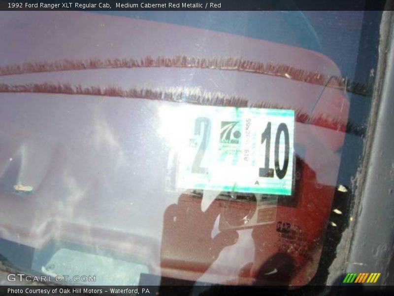 Medium Cabernet Red Metallic / Red 1992 Ford Ranger XLT Regular Cab