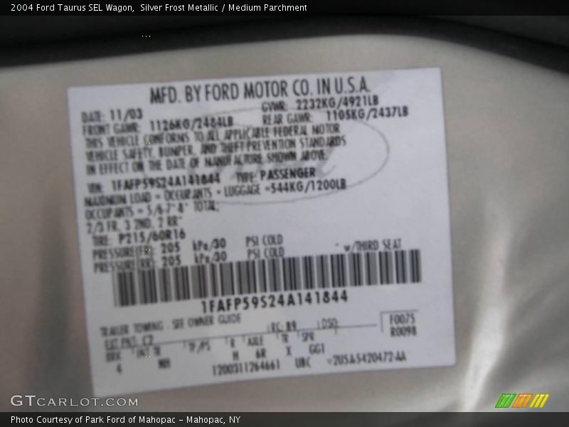 Silver Frost Metallic / Medium Parchment 2004 Ford Taurus SEL Wagon