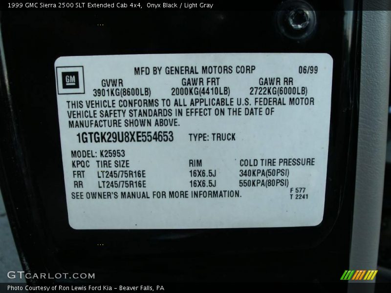 Onyx Black / Light Gray 1999 GMC Sierra 2500 SLT Extended Cab 4x4
