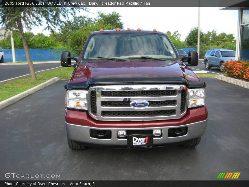 Dark Toreador Red Metallic / Tan 2005 Ford F350 Super Duty Lariat Crew Cab