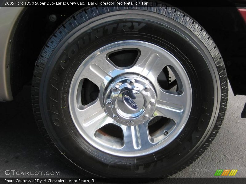 Dark Toreador Red Metallic / Tan 2005 Ford F350 Super Duty Lariat Crew Cab