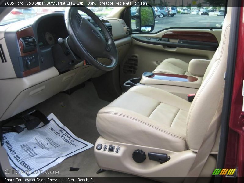 Dark Toreador Red Metallic / Tan 2005 Ford F350 Super Duty Lariat Crew Cab