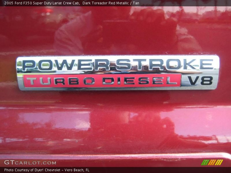 Dark Toreador Red Metallic / Tan 2005 Ford F350 Super Duty Lariat Crew Cab