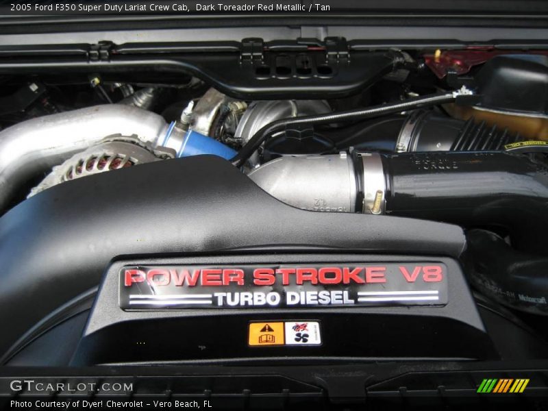 Dark Toreador Red Metallic / Tan 2005 Ford F350 Super Duty Lariat Crew Cab