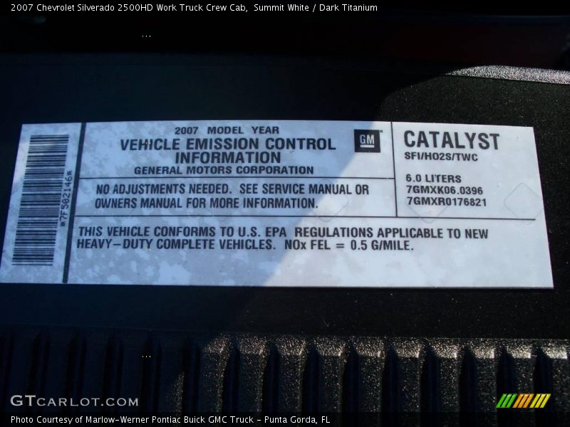 Summit White / Dark Titanium 2007 Chevrolet Silverado 2500HD Work Truck Crew Cab