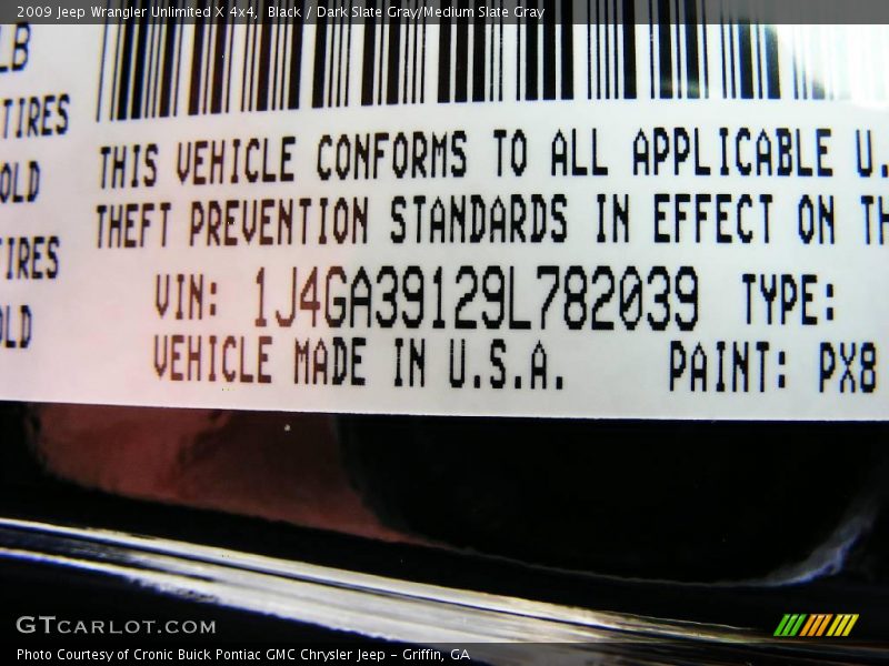 Black / Dark Slate Gray/Medium Slate Gray 2009 Jeep Wrangler Unlimited X 4x4