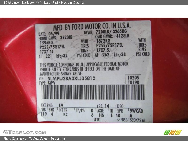 Laser Red / Medium Graphite 1999 Lincoln Navigator 4x4