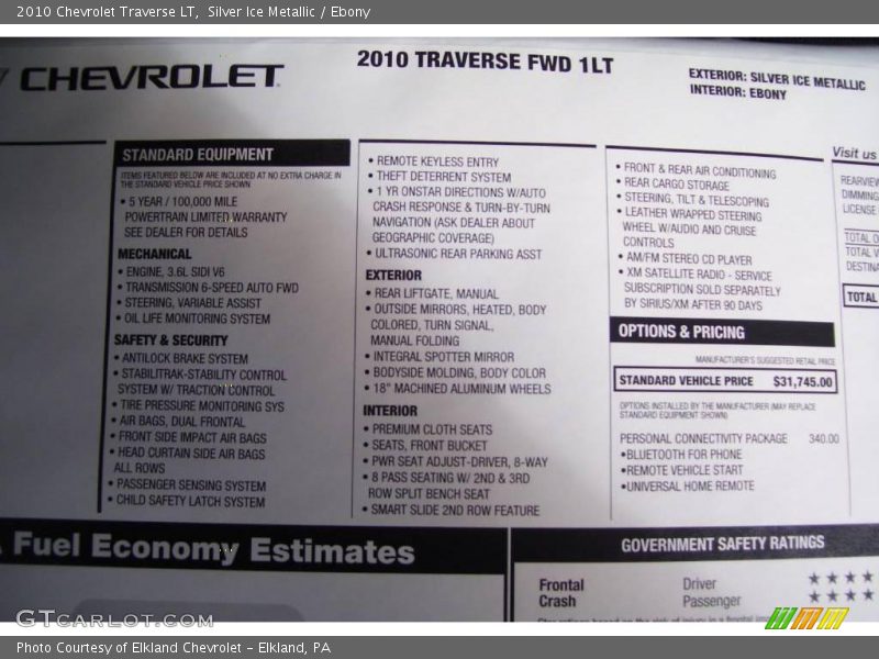 Silver Ice Metallic / Ebony 2010 Chevrolet Traverse LT