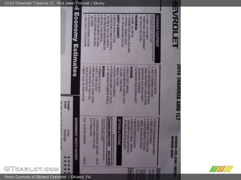 Red Jewel Tintcoat / Ebony 2010 Chevrolet Traverse LT