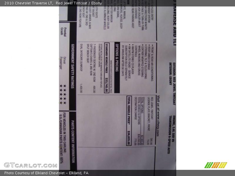 Red Jewel Tintcoat / Ebony 2010 Chevrolet Traverse LT