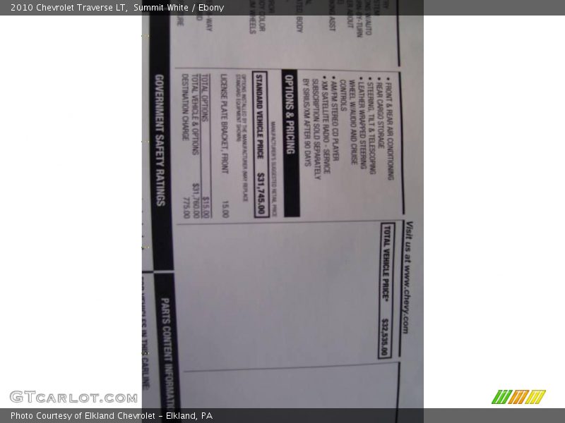 Summit White / Ebony 2010 Chevrolet Traverse LT