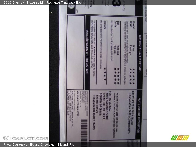 Red Jewel Tintcoat / Ebony 2010 Chevrolet Traverse LT