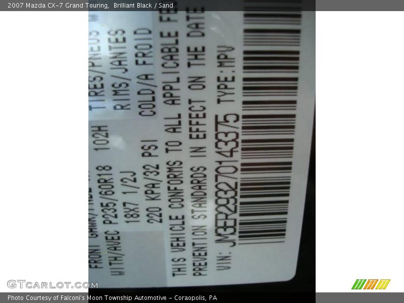 Brilliant Black / Sand 2007 Mazda CX-7 Grand Touring