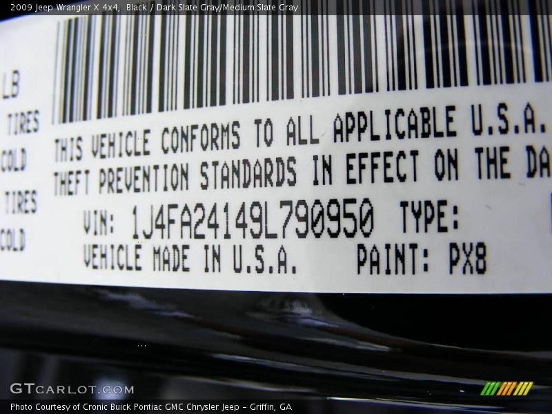 Black / Dark Slate Gray/Medium Slate Gray 2009 Jeep Wrangler X 4x4
