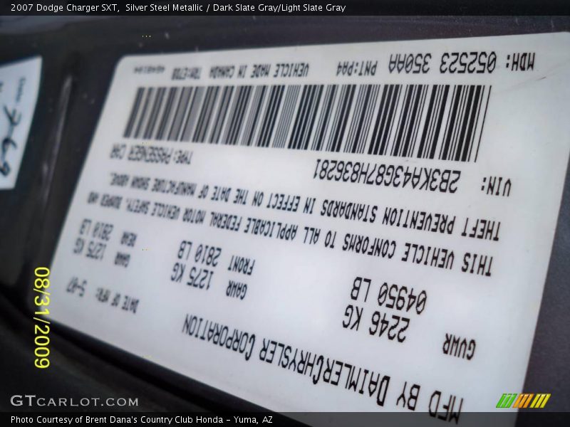 Silver Steel Metallic / Dark Slate Gray/Light Slate Gray 2007 Dodge Charger SXT
