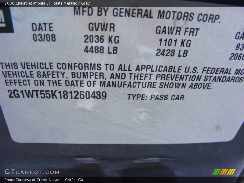 Slate Metallic / Gray 2008 Chevrolet Impala LT