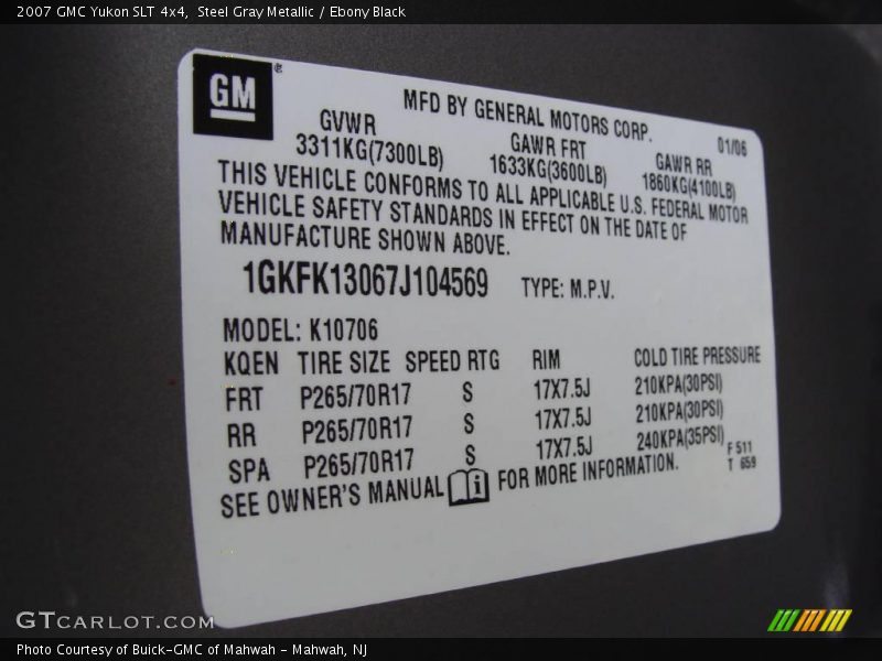 Steel Gray Metallic / Ebony Black 2007 GMC Yukon SLT 4x4